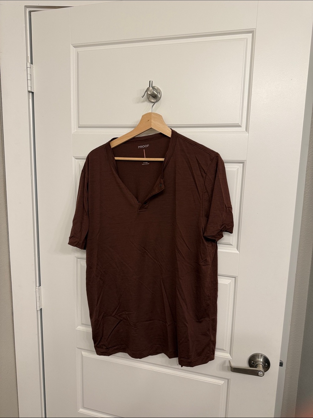 Proof Men’s Maroon Short-Sleeve Henley Shirt XL